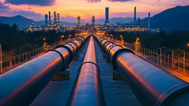 Pipeline infrastructure in industrial landscape